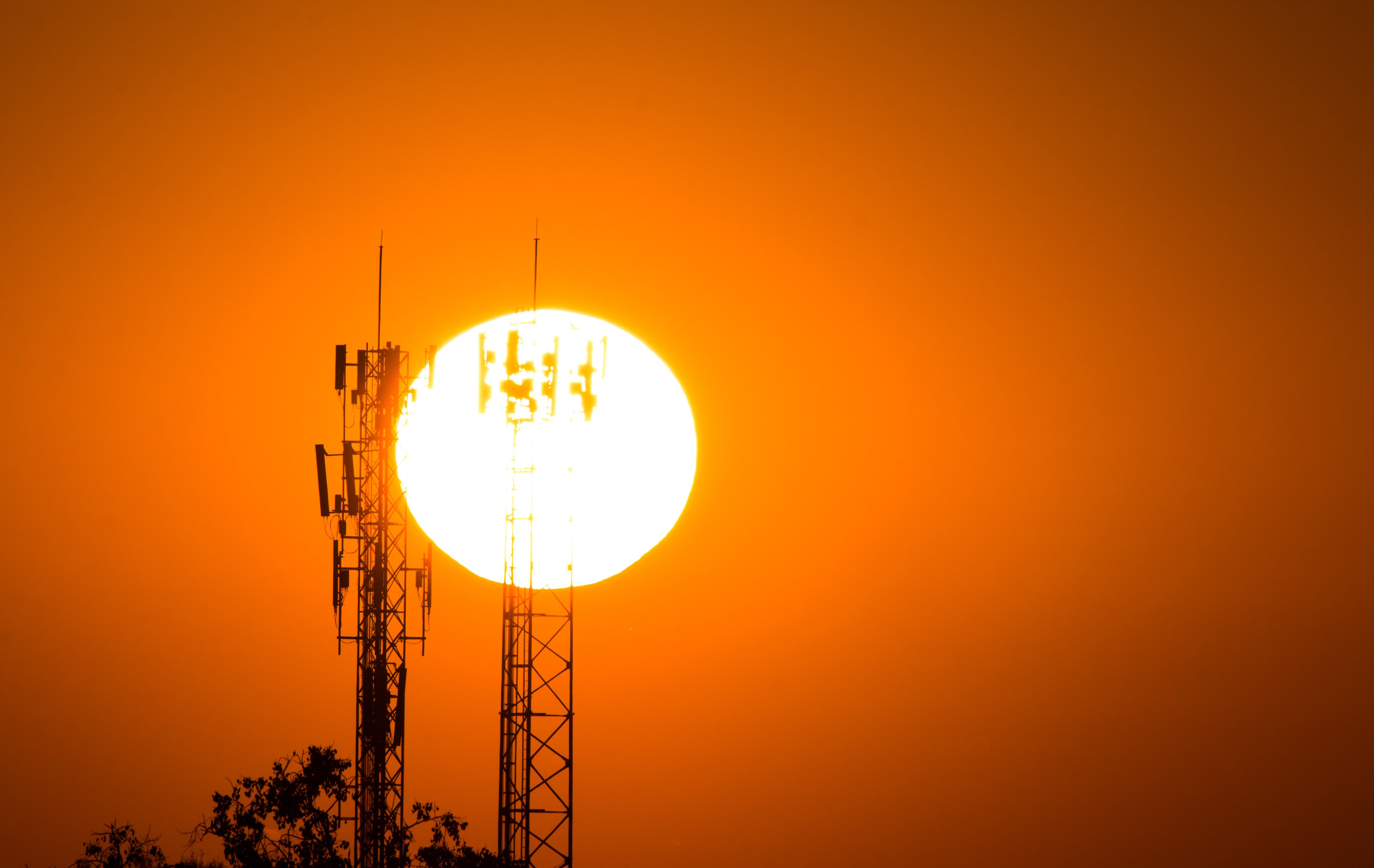 silhouette of high voltage electrical pole structure